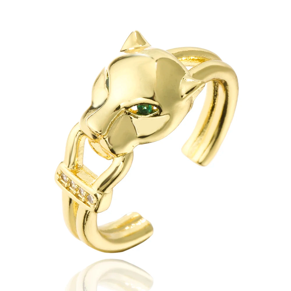 2025 New Fashion Statement Big Animal Ring For Women Girl Party Jewelry Gold Color Hollow Leopard Open Ring Wholesale