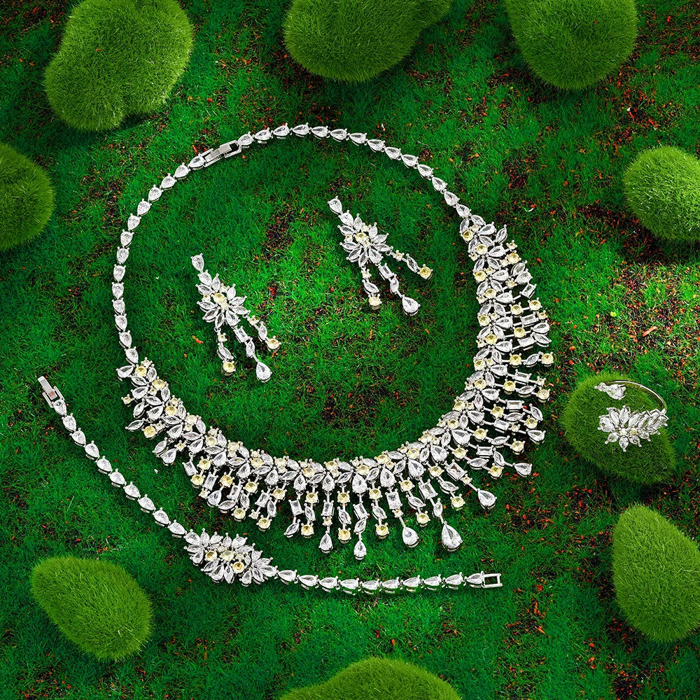 2025 Hot Selling Cubic Zirconia Bridal Wedding Jewelry Set Bridal 4-piece Set Women's Jewelry Set Jewelry Brand Reproduction