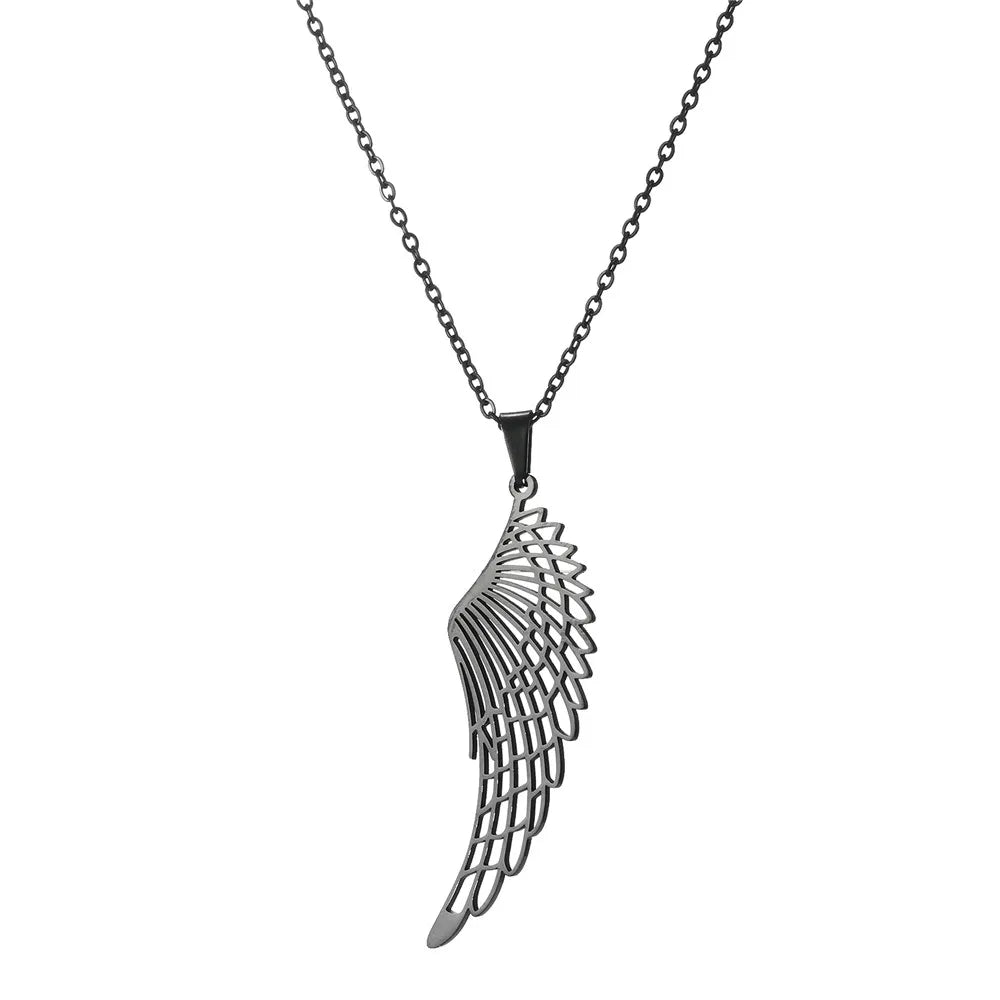 2025 Seraph Angel Wing Pendant Necklace for Women Stainless Steel Gold Color Choker Chain Necklace Fashion Jewelry Gifts