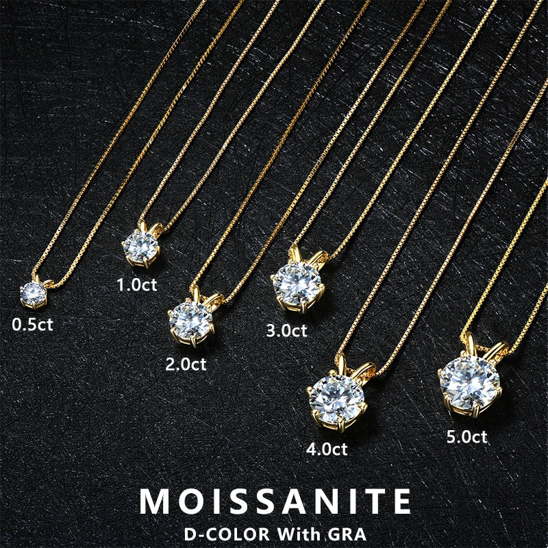 0.5ct-5ct Moissanite Pendant Necklace With Certificate For Women Original Real 925 Silver Chain Solitaire Drop Necklaces
