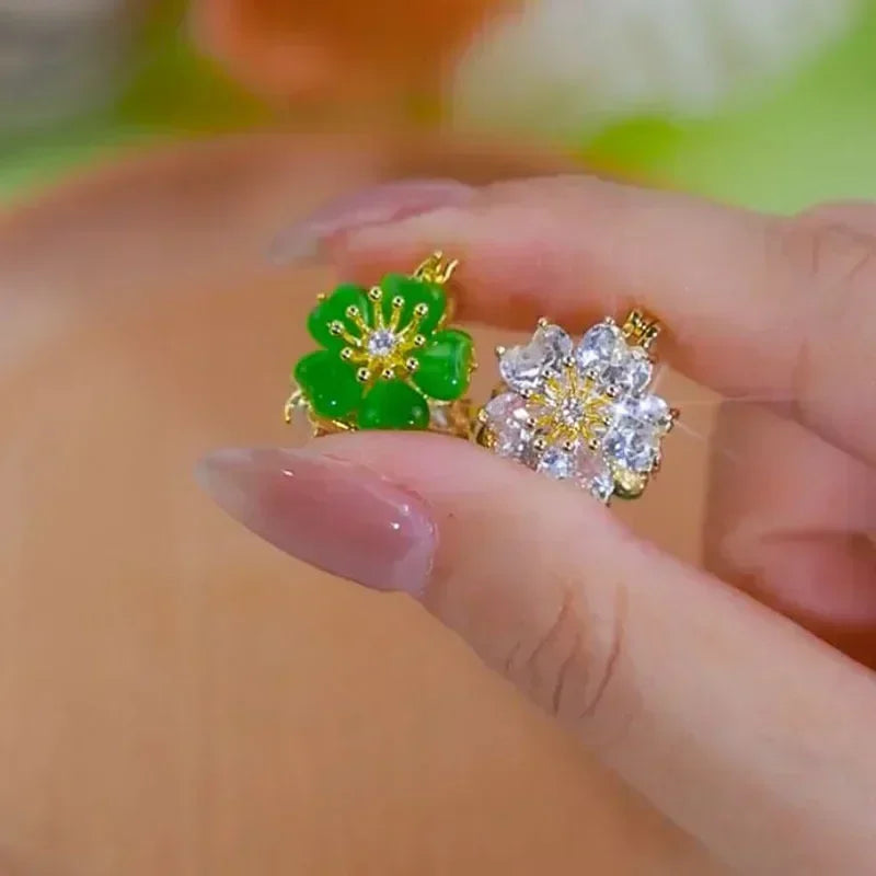 The latest fashion trend of these stunning Zircon Leaf Earrings, featuring a unique and elegant design. Perfect for weddings, parties, or as a premium gift for women who appreciate exquisite jewelry.