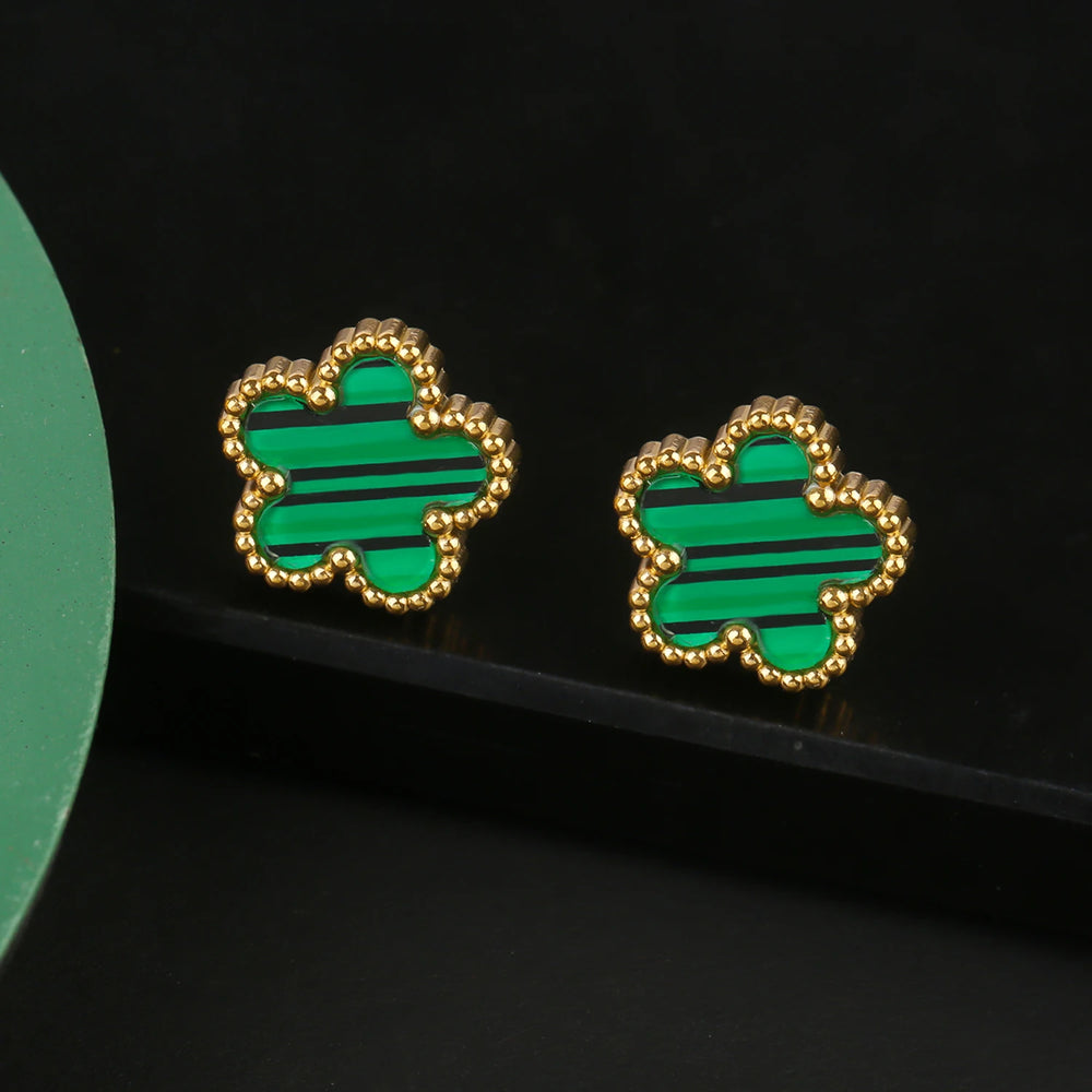 Hot Sale Stainless Steel Five Flower Clover Bracelet Jewelry Set Necklace Earrings For Woman Daily Wear Brand Jewelry