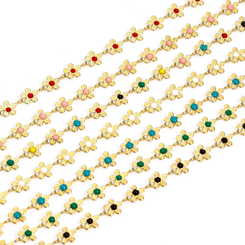 Colorful Enamel Flower Anklet For Women Stainless Steel Chain Anklet Bracelet Summer Beach Foot Leg Jewelry Gift 25cm