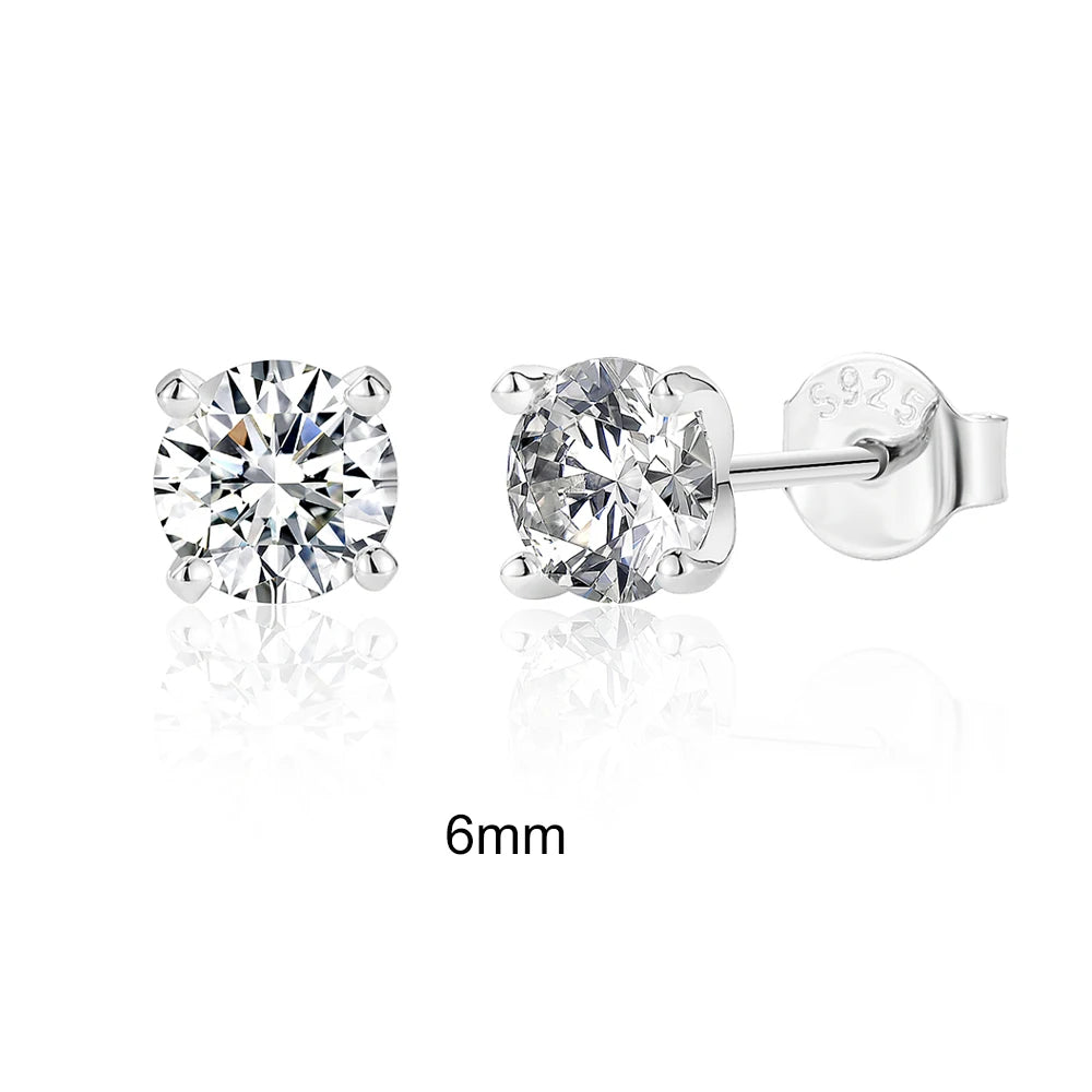 0.5-1.2 Carat D Color Moissanite Ear Stud Earrings For Women 925 Sterling Silver Sparkling Piercing Earring Fine Jewelry
