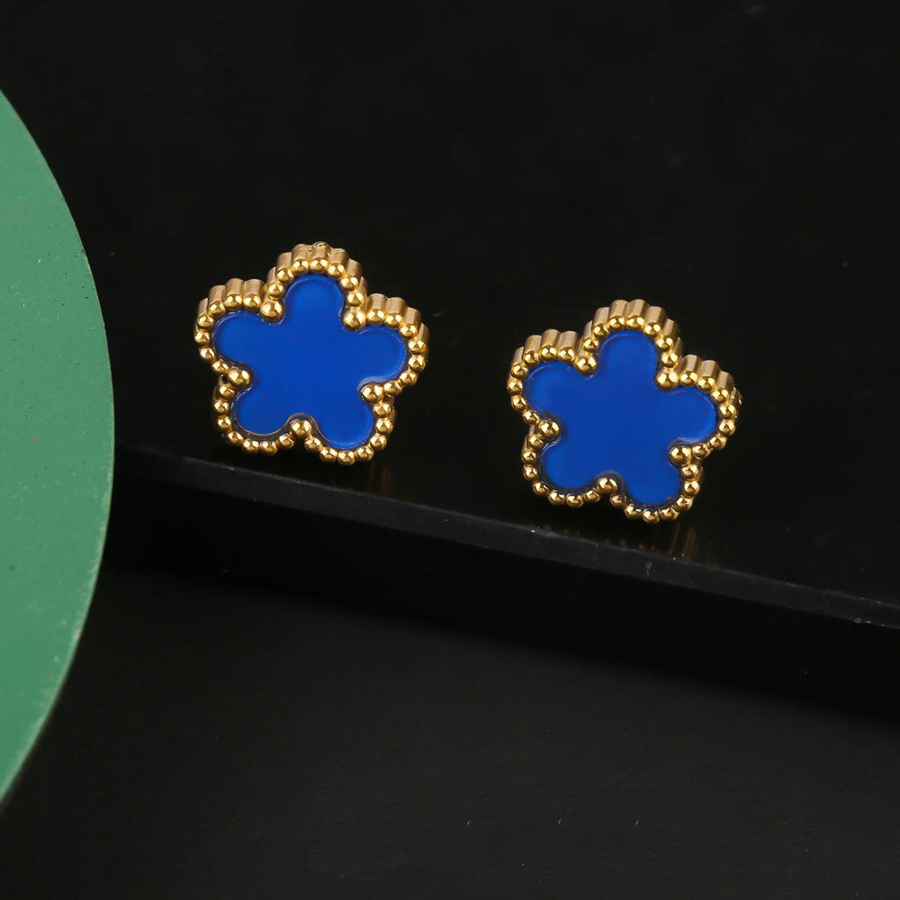 Hot Sale Stainless Steel Five Flower Clover Bracelet Jewelry Set Necklace Earrings For Woman Daily Wear Brand Jewelry