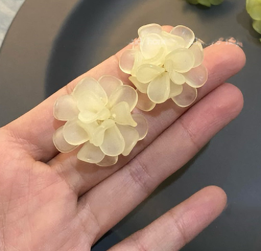 White Flower Stud Earrings