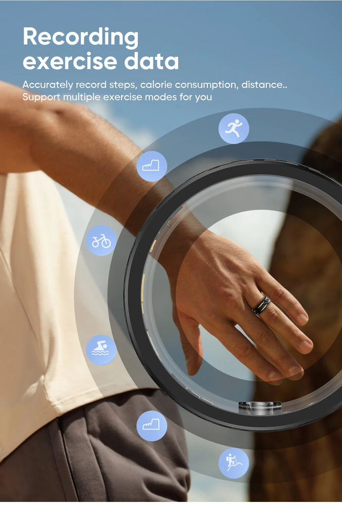 2024 W8 Smart Ring Men Women, Heart Rate and Blood Oxygen Monitor IP68 & 5ATM Waterproof Multi-sport Mode Sleep Monitor Rings