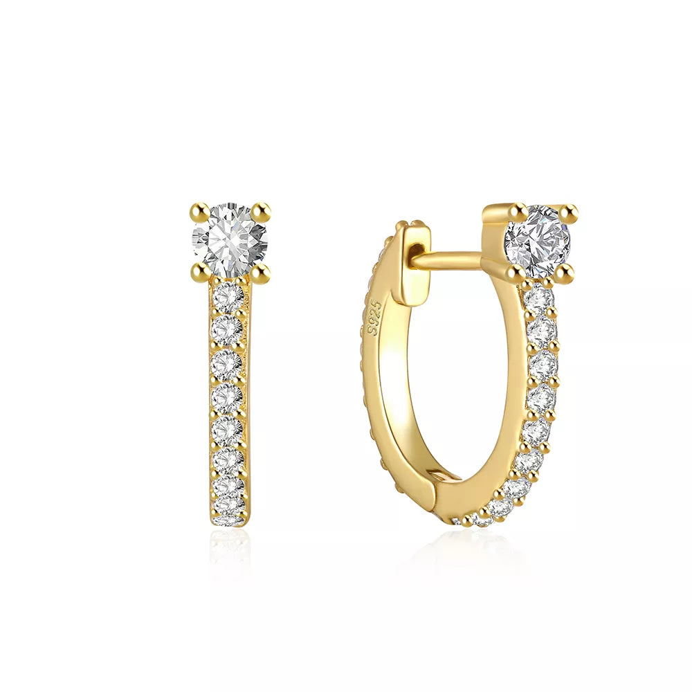 Classic Piercing Hoop Earrings for Women 925 Sterling Silver Zircon Round Huggie Earring Engagement Jewelry Pendient