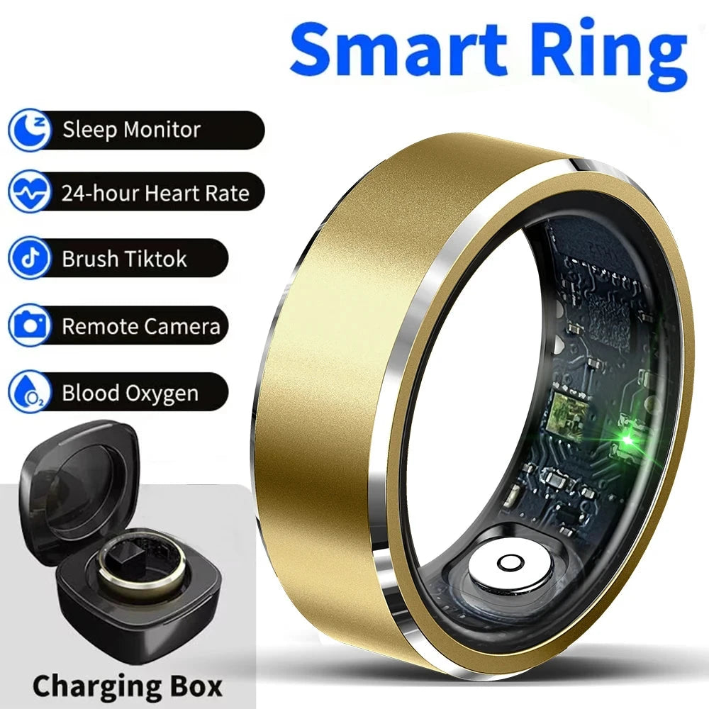 2024 Multifunctional Smart Ring Heart Rate Thermometer Blood Oxygen Monitor Waterproof Men Women Sleep Fitness Tracker Rings R5