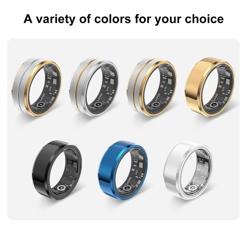 Smart Ring Men Women IP68 Waterproof Heart Rate Blood Oxygen Sleep Health Monitor Sport Fitness Health Ring