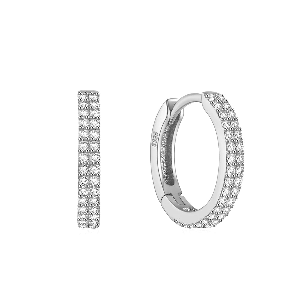 Classic Piercing Hoop Earrings for Women 925 Sterling Silver Zircon Round Huggie Earring Engagement Jewelry Pendient