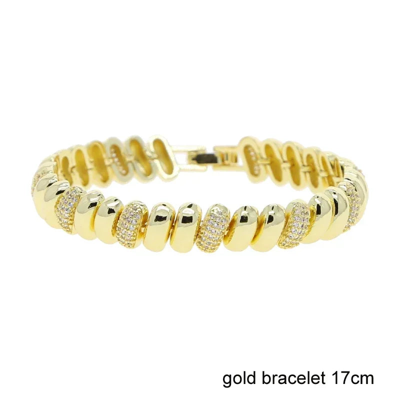 2025 New Fashion Snake Chain Bracelet Herringbone Gold Color Beaded Link Chain Pave Bling 5A CZ Iced Out Jewelry for Women