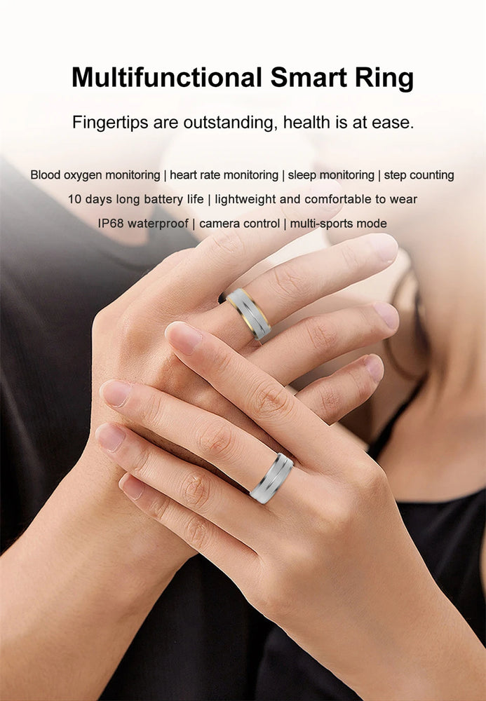 Smart Ring Men Women IP68 Waterproof Heart Rate Blood Oxygen Sleep Health Monitor Sport Fitness Health Ring