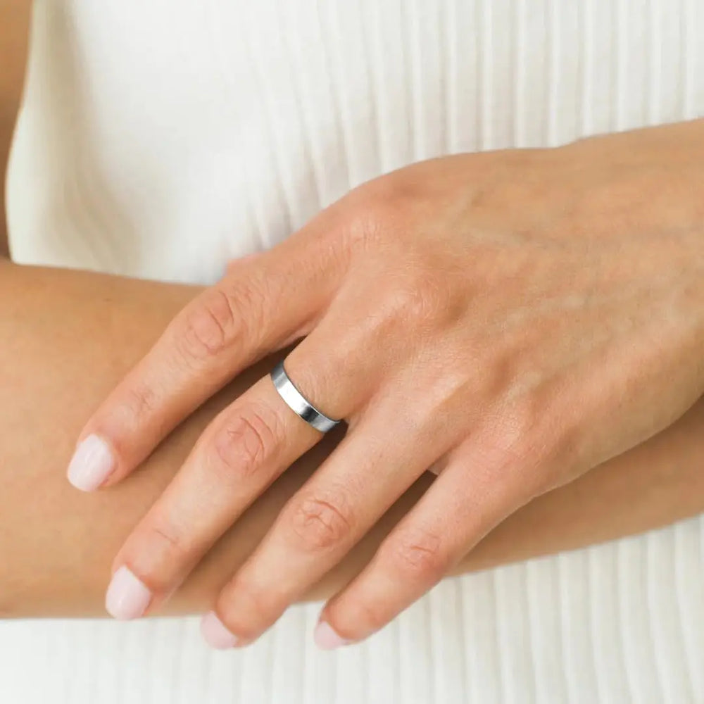 Fansilver S925 Sterling Silver Rings for Women Men 18K White Gold Plated Stackable Statement Thin Plain Thumb Ring  Wholesale