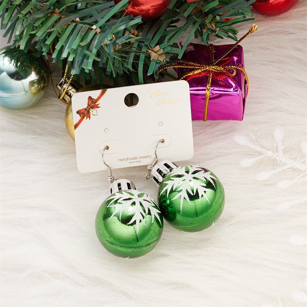 Resin Snowflake Star Light Ball Christmas Earrings