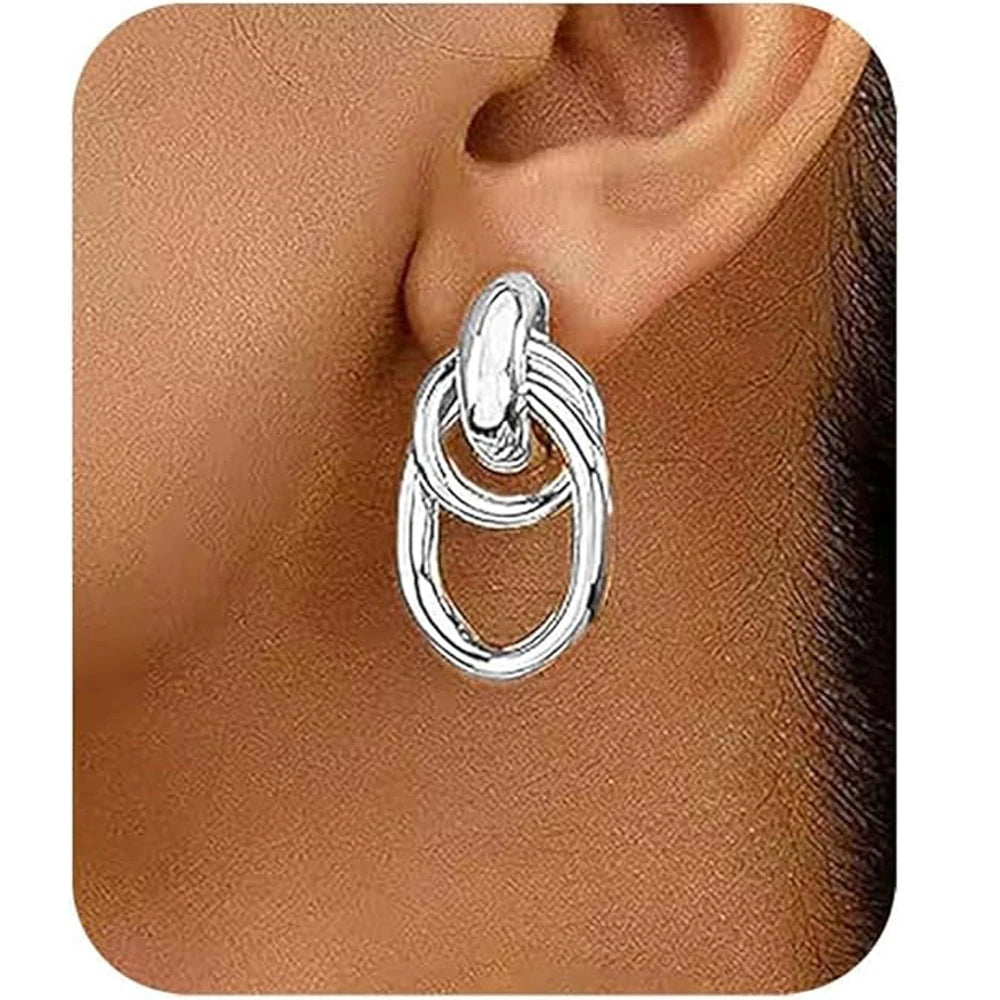 14k Gold Plated Chunky Gold Dangle Earrings for Women Girl Trendy Large Gold Statement Earrings Jewelry Gifts