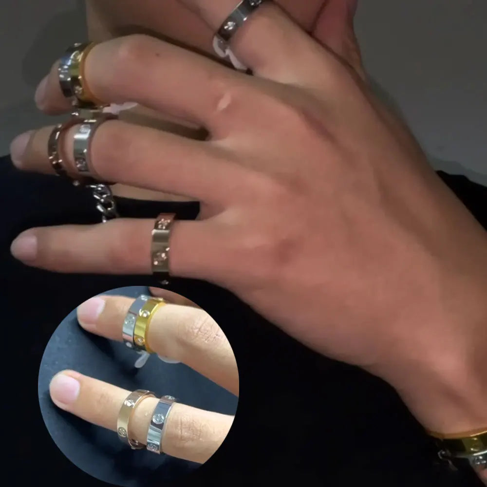 This luxurious piece of jewelry is a stainless steel love ring designed for both men and women. With its classic cross design and rose gold color, it exudes elegance and sophistication. Adorned with CZ crystals, it adds a touch of sparkle and glamour. Perfect as a wedding gift or a symbol of love, this ring is a true statement piece.