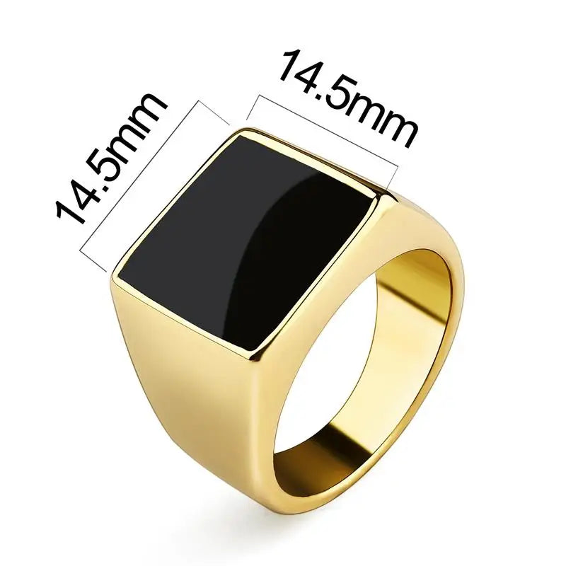 Luxury Style Men's Ring Stainless Steel Black Glossy Flat Ring Punk Rock Smooth Signet Ring For Men Fashion Jewelry Wholesale
