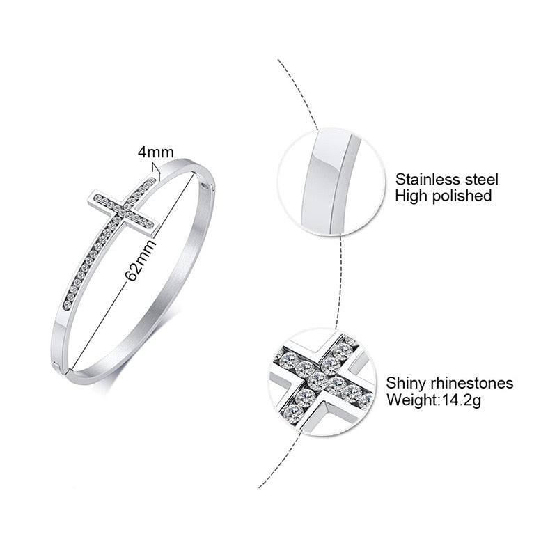 Charm Women Cuff Bangles Cross Crystal Bracelets For For Girls Sister Wife Friendship Jewelry