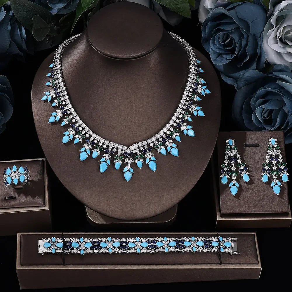 2025 Hot Selling Cubic Zirconia Bridal Wedding Jewelry Set Bridal 4-piece Set Women's Jewelry Set Jewelry Brand Reproduction