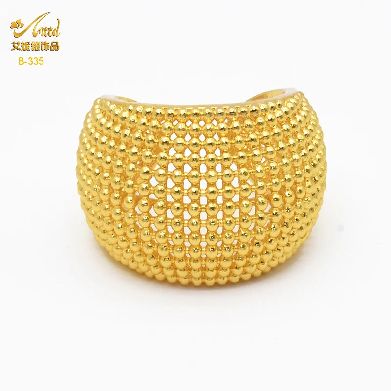 Luxury Dubai Gold Plated Bracelet Ring Earrings 3pcs Jewelry Sets For Women Wedding African Indian Jewellery Anniversary Gifts