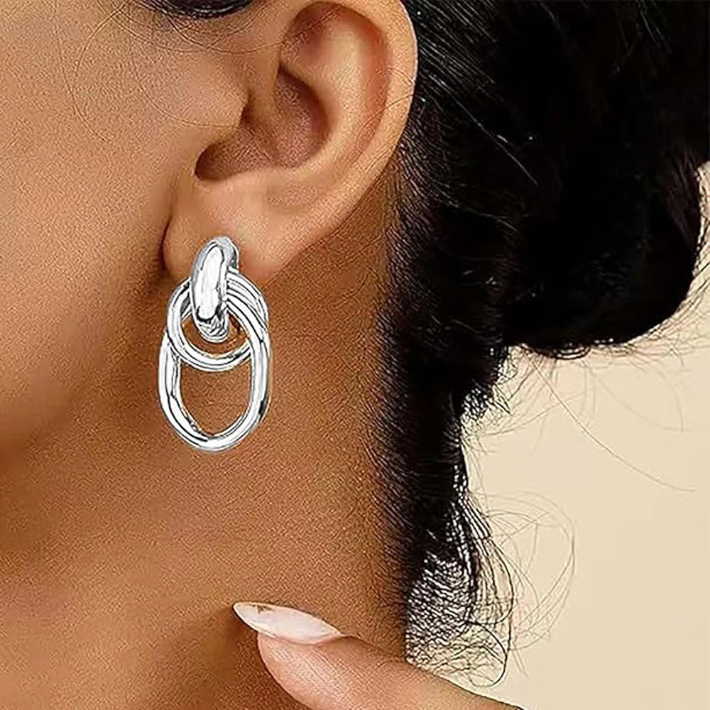 14k Gold Plated Chunky Gold Dangle Earrings for Women Girl Trendy Large Gold Statement Earrings Jewelry Gifts