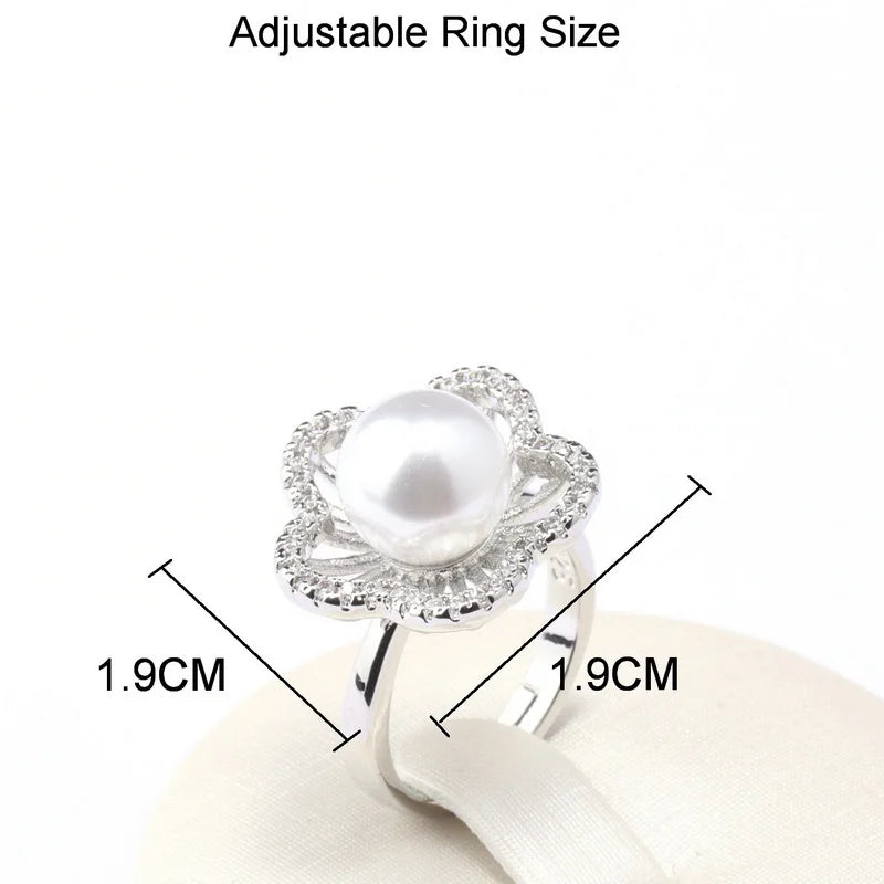 Geneuin 925 Silver Flower Bridal Jewelry Sets Pearl Fashion Jewelry Women Girls Engagement Anniversary Fine Gift