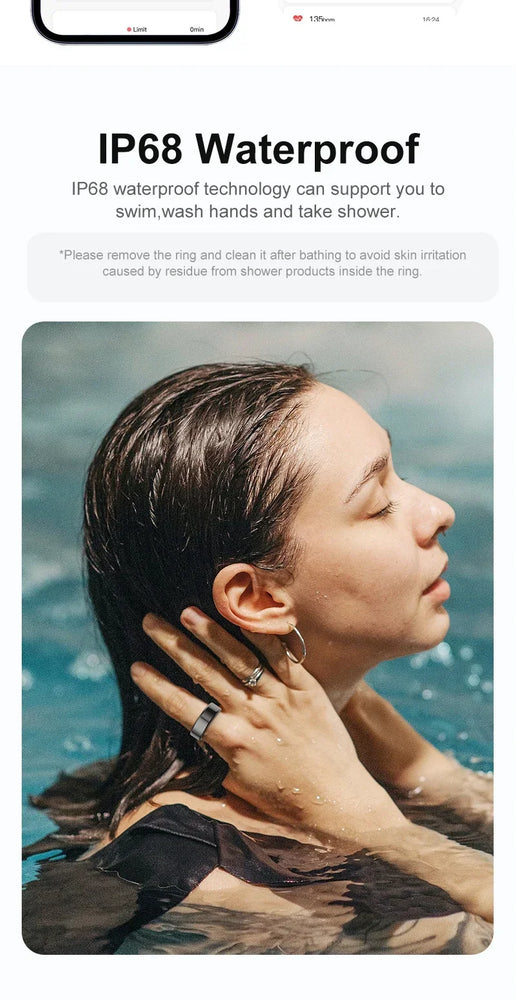 2024 R02 Grey 5ATM Waterproof Smart Ring For Men Women Health Monitoring 100+ Sport Modes Fitness Tracking Waterproof Sport Ring