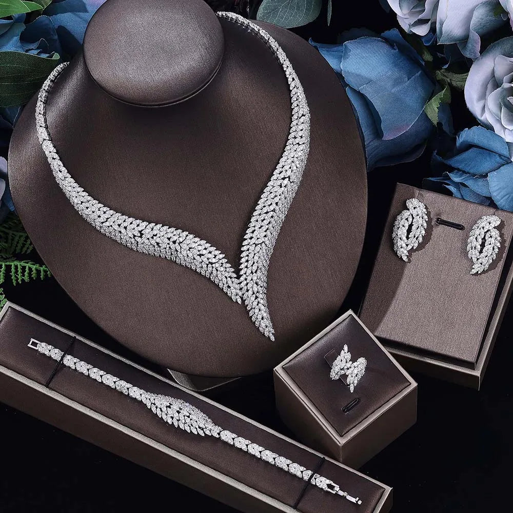 2025 Hot Selling Cubic Zirconia Bridal Wedding Jewelry Set Bridal 4-piece Set Women's Jewelry Set Jewelry Brand Reproduction