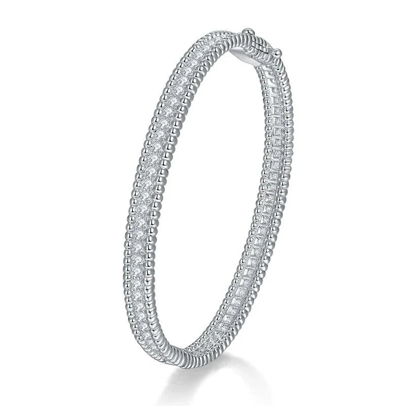 D VVS1 Full Moissanite Bangle Original 925 Sterling Silver Plated 18k White Gold with GRA Bracelets for Women Man