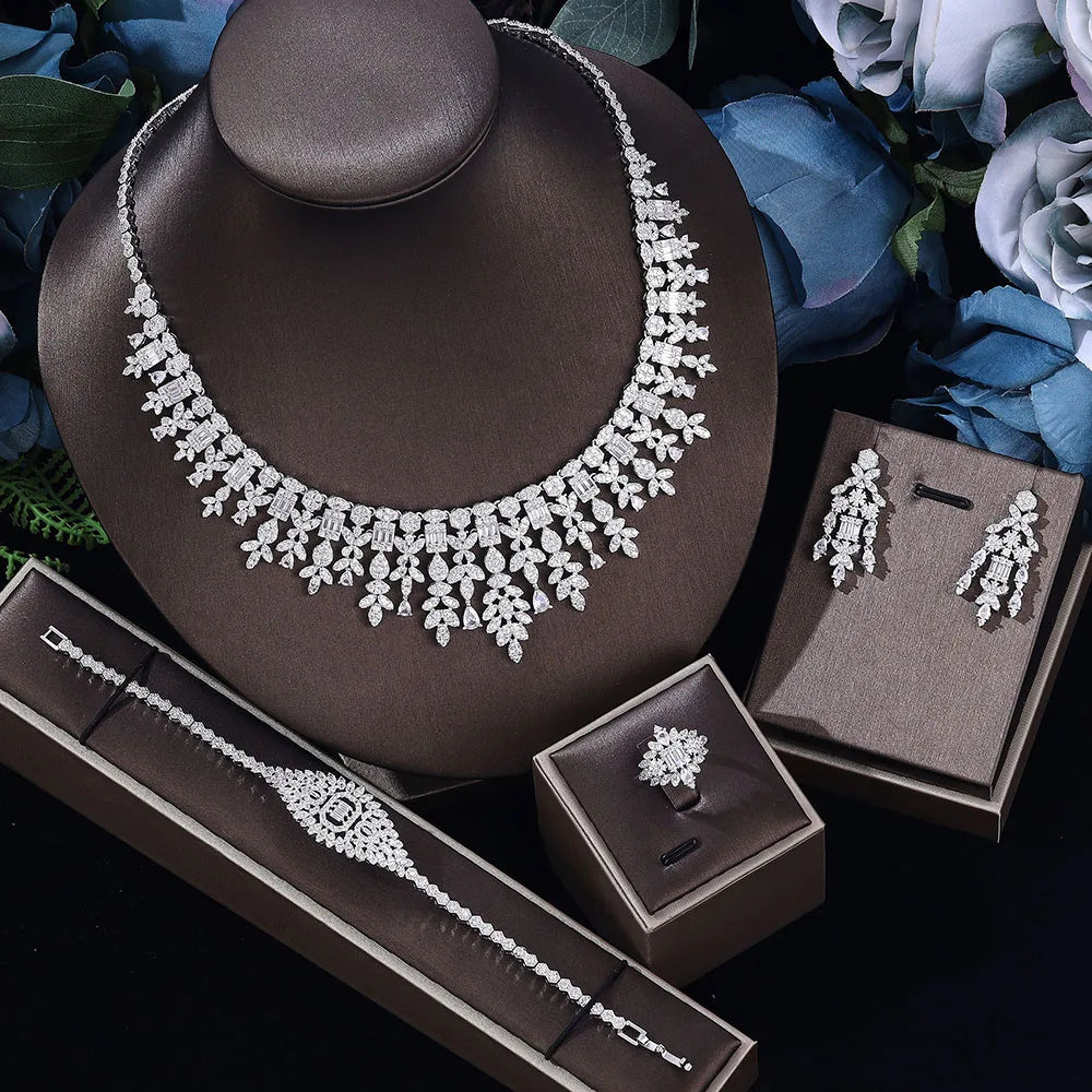 2025 Hot Selling Cubic Zirconia Bridal Wedding Jewelry Set Bridal 4-piece Set Women's Jewelry Set Jewelry Brand Reproduction