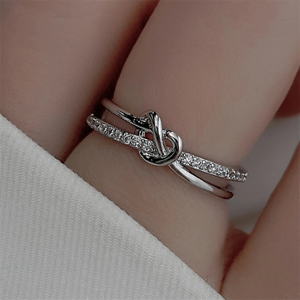 1 Pc Exquisite Cross Twist Design Fashion Simple Silver Gold Rose Gold Color Rings Women Daily Party Gift Open Ring