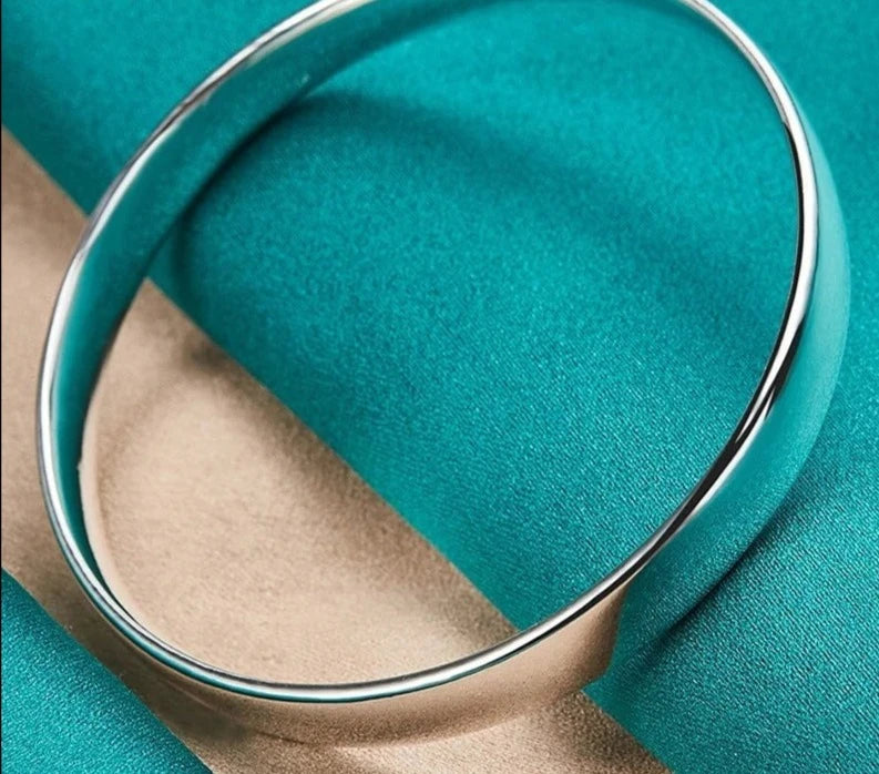925 Sterling Silver 10mm Big Smooth Solid Bracelet Bangle For Women Man Wedding Engagement Party Jewelry