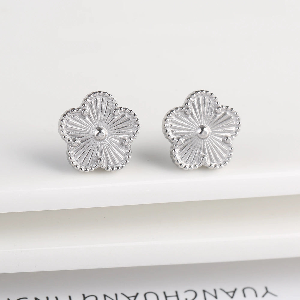 Hot Sale Stainless Steel Five Flower Clover Bracelet Jewelry Set Necklace Earrings For Woman Daily Wear Brand Jewelry