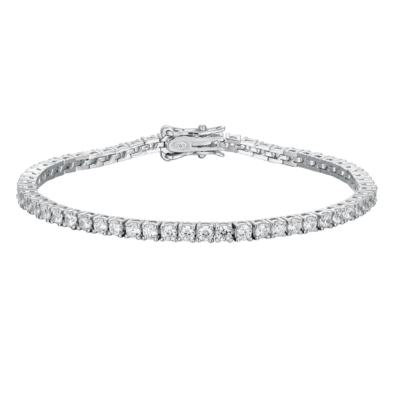 2mm Moissanite Tennis Bracelet 925 Sterling Silver Plated White Gold Bracelet for Women Man Sparkling Party Jewelry