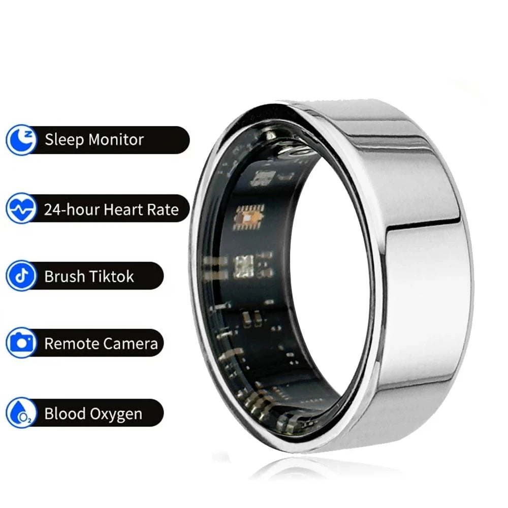 2024 Smart Ring Men Women Waterproof Heart Rate Blood Oxygen Sleep Health Monitor Sport Fitness Ring for Android IOS Android