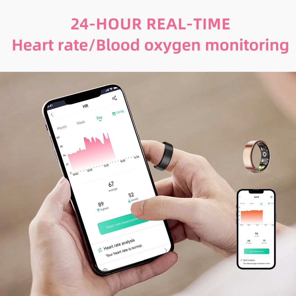 2024 Smart Ring Waterproof Blood Oxygen Heart Rate Blood Pressure Sleep Monitor Sports Health Tracker Smart Rings for Men