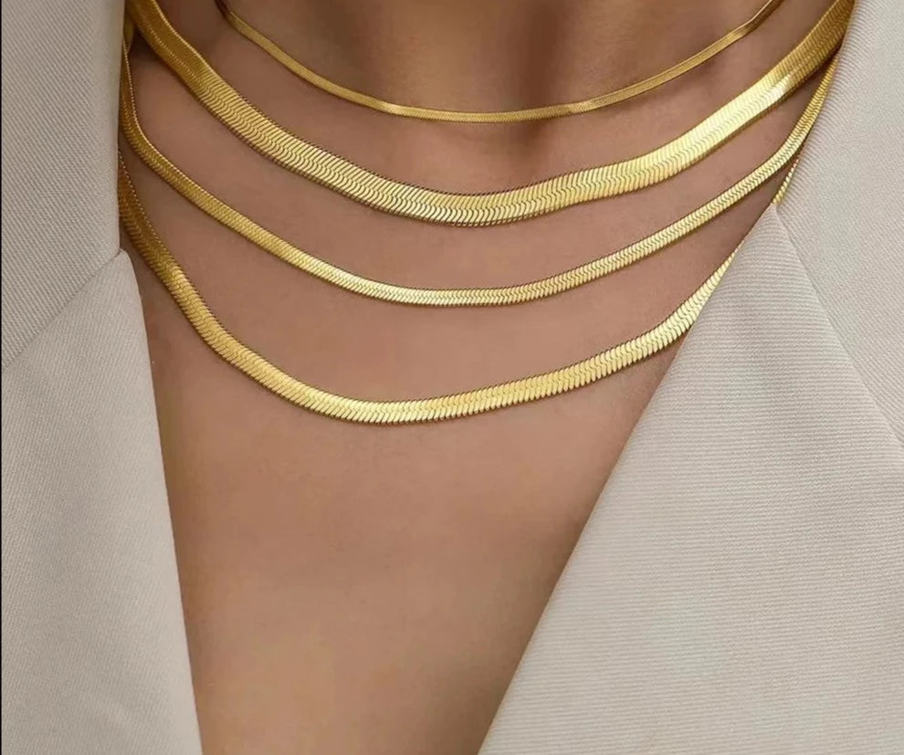 316L Stainless Steel Snake Chain Necklace for Woman Gifts Choker Herringbone Gold Color Necklaces Women Jewelry Wholesale