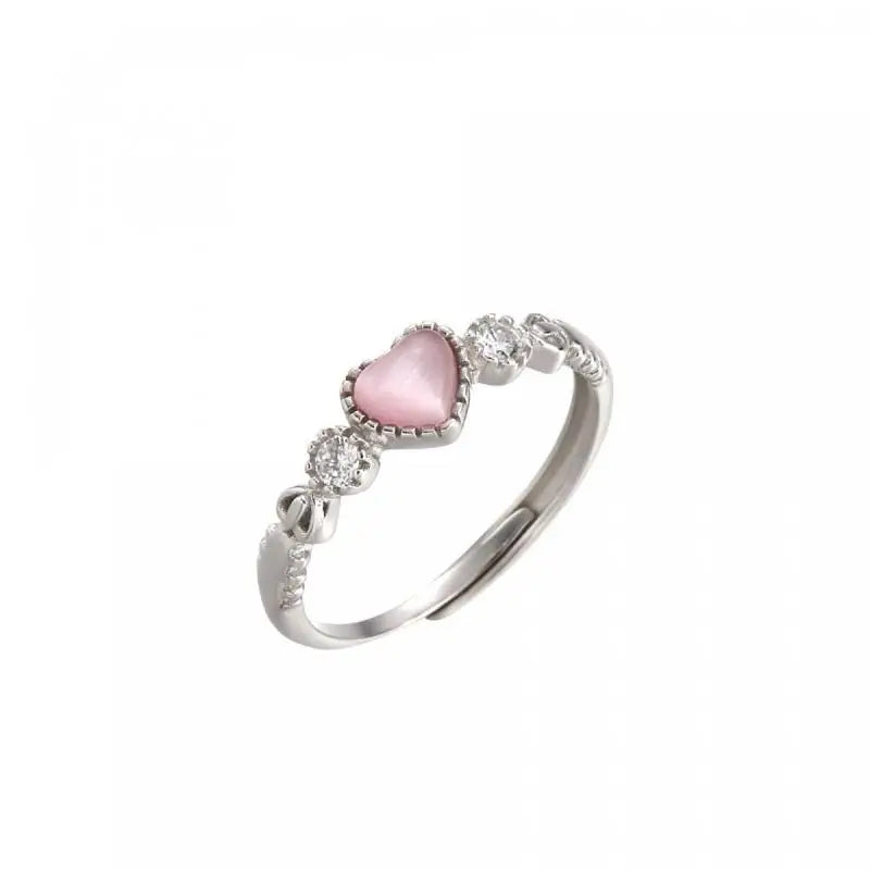 2024 Trend Pink Love Heart Crystal Rings for Women Love Zircon Open Ring Irregular Grunge Aesthetic Egirl Rings Jewelry