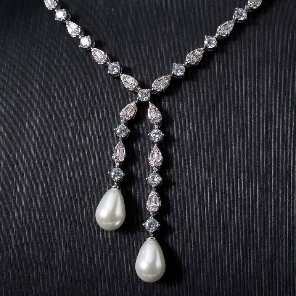 Pearl JewelrySets for Women Cubic Zircon Set Full Jewellery Woman Saudi Arabia Wedding Party Dress Suit Accessory