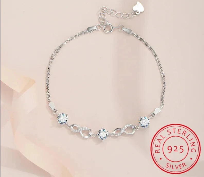 925 Sterling Silver 1.5 Carat Moissanite Eternity Bracelet Women's Fashion Temperament Elegant and Noble Gift for Girlfriend Mom