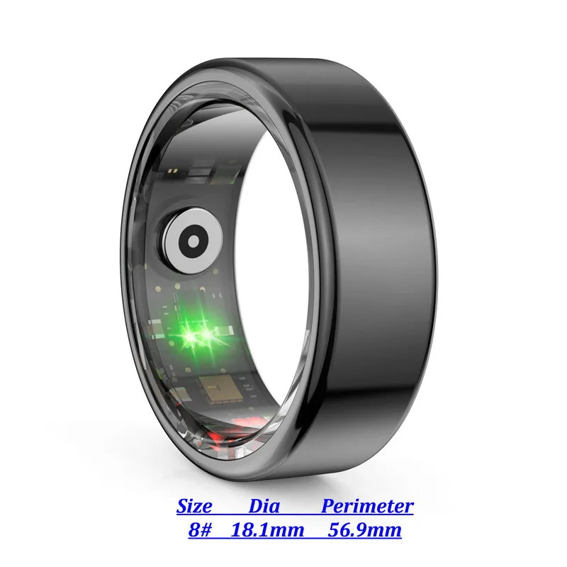 2024 R02 Grey 5ATM Waterproof Smart Ring For Men Women Health Monitoring 100+ Sport Modes Fitness Tracking Waterproof Sport Ring