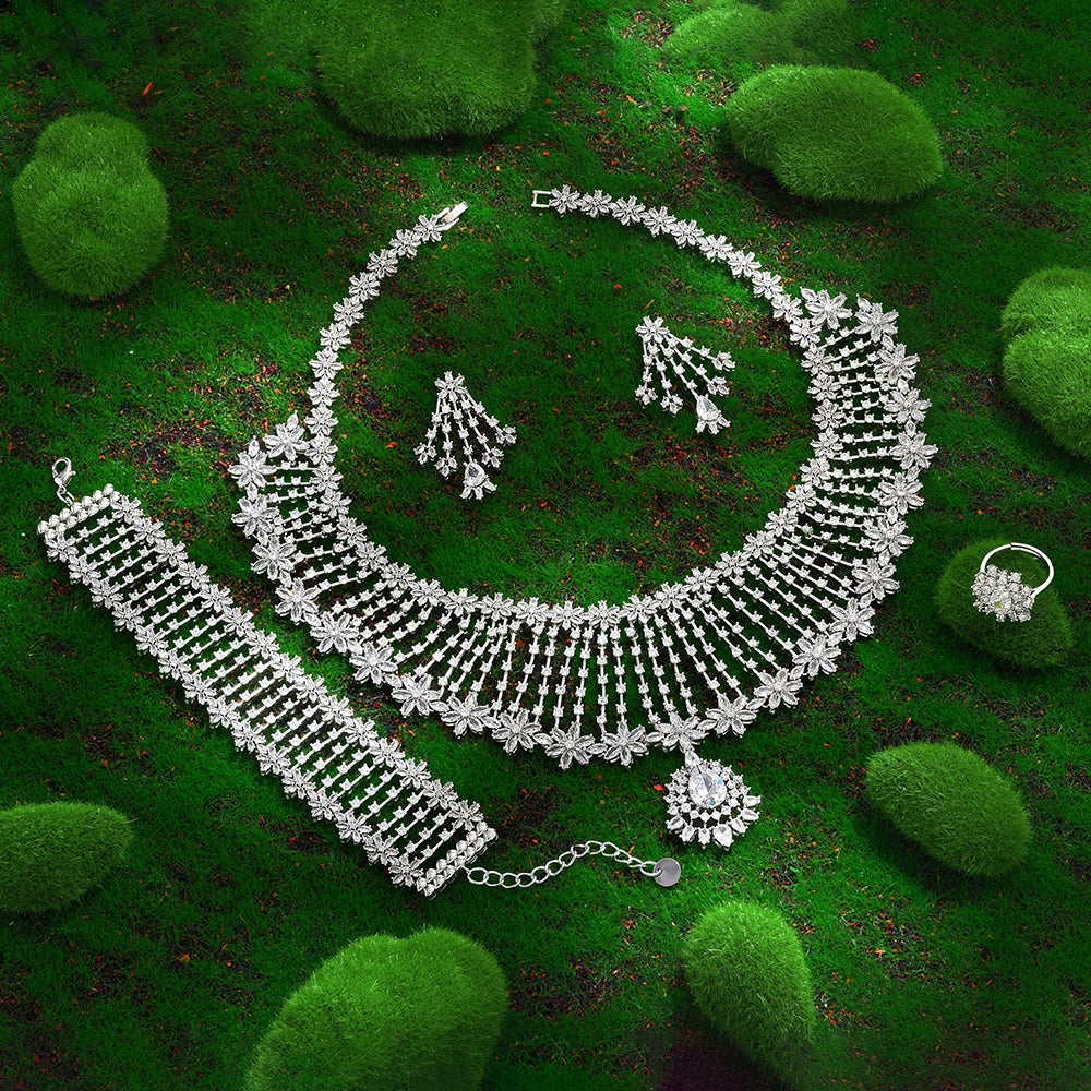2025 Hot Selling Cubic Zirconia Bridal Wedding Jewelry Set Bridal 4-piece Set Women's Jewelry Set Jewelry Brand Reproduction