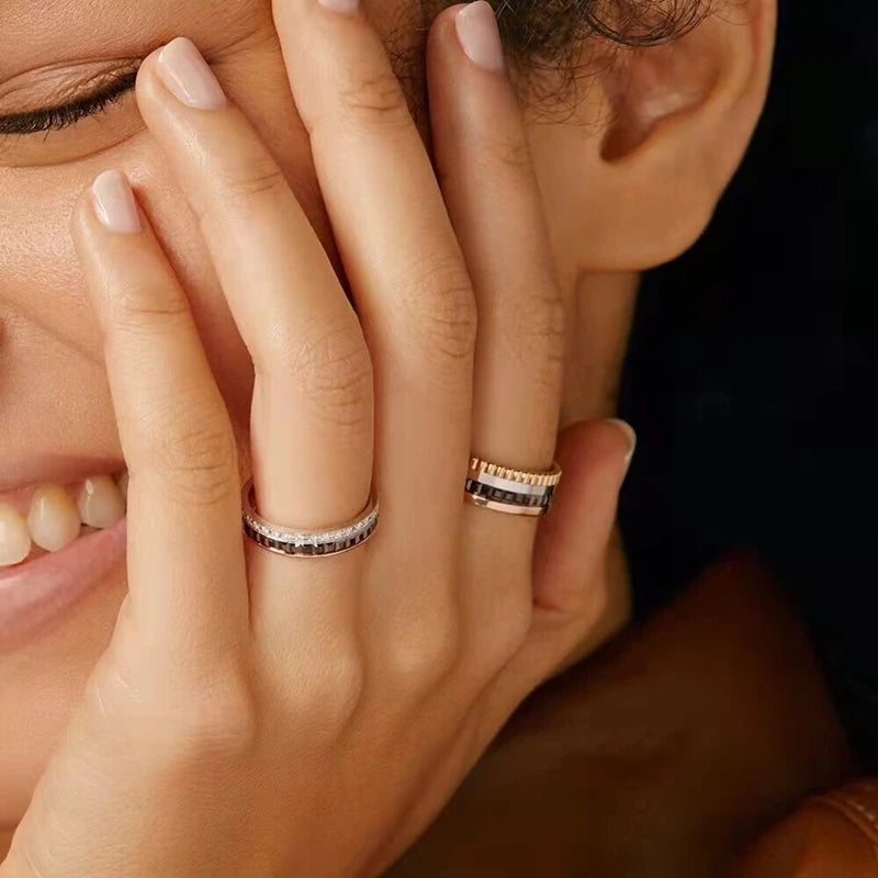 925 Sterling Silver Ring classic luxury ring fashion rotatable personalized couple ring anniversary gift