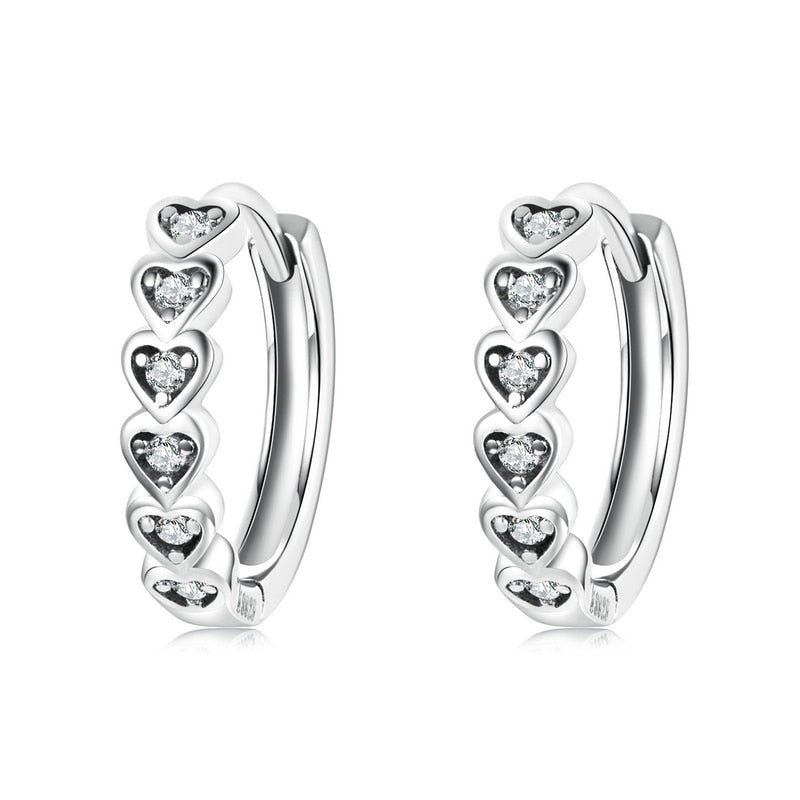 Heart-Shaped 925 Sterling Silver Rainbow Zircon Earrings