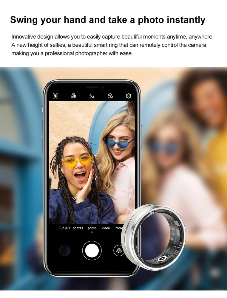 Smart Ring Men Women IP68 Waterproof Heart Rate Blood Oxygen Sleep Health Monitor Sport Fitness Health Ring