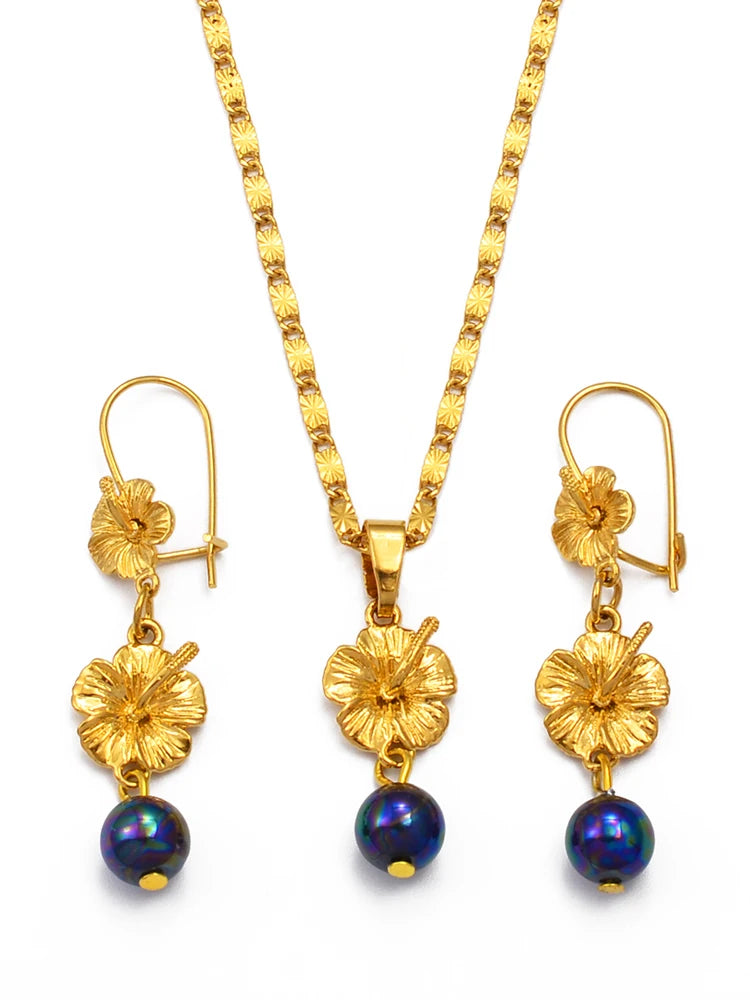 Hawaiian Flower Jewelry sets Hawaiian Pendant Necklaces Earrings Guam Micronesia Chuuk Party & Wedding @262306
