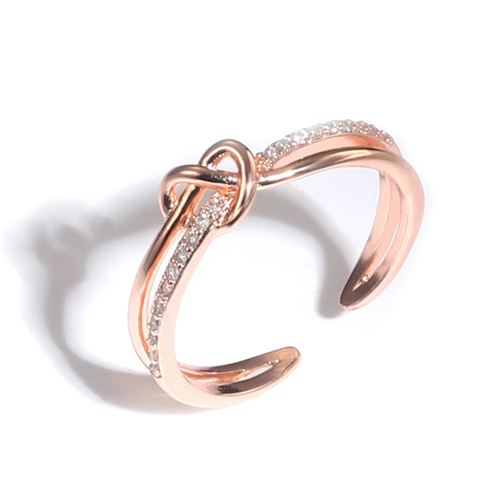 1 Pc Exquisite Cross Twist Design Fashion Simple Silver Gold Rose Gold Color Rings Women Daily Party Gift Open Ring