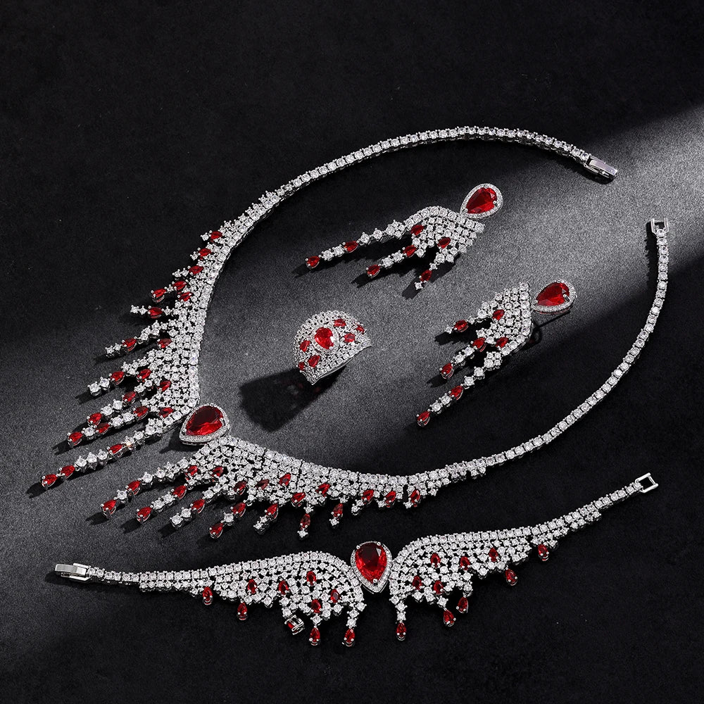 2025 New 4-piece Bridal Wedding Jewelry Set, Cubic Zirconia, Luxury Women's Jewelry, Women's Wedding Party Accessories