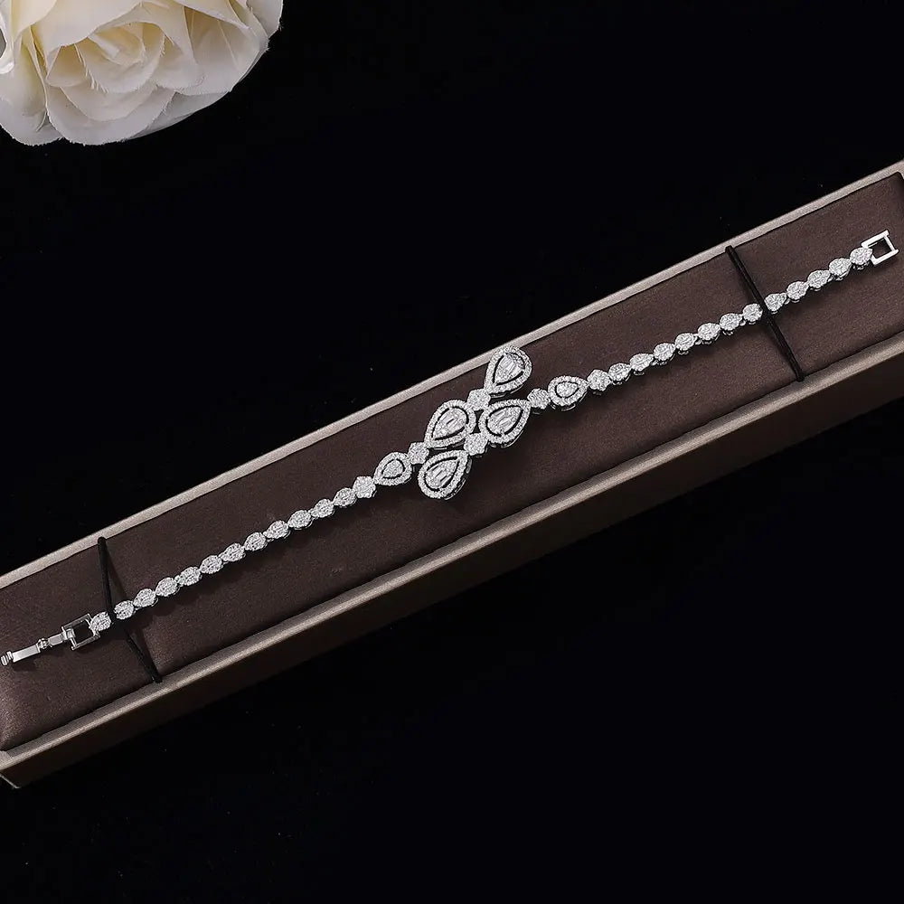 2025 New 4-piece Cubic Zirconia Bridal Wedding Set Dubai Women's Wedding Jewelry Set Nigeria Africa Necklace Earring Set